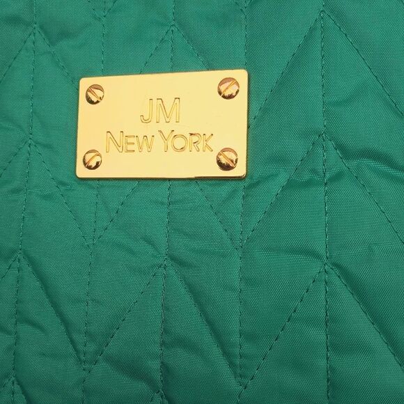 JM New York Nylon Quilted Turquoise Women's Tote B - Picture 2 of 8